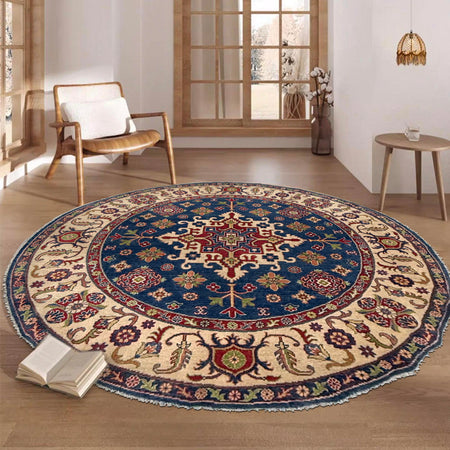 Hand Knotted Kazak Round Carpet for Home 6' 7" x 6' 7" (ft) - No. R37470
