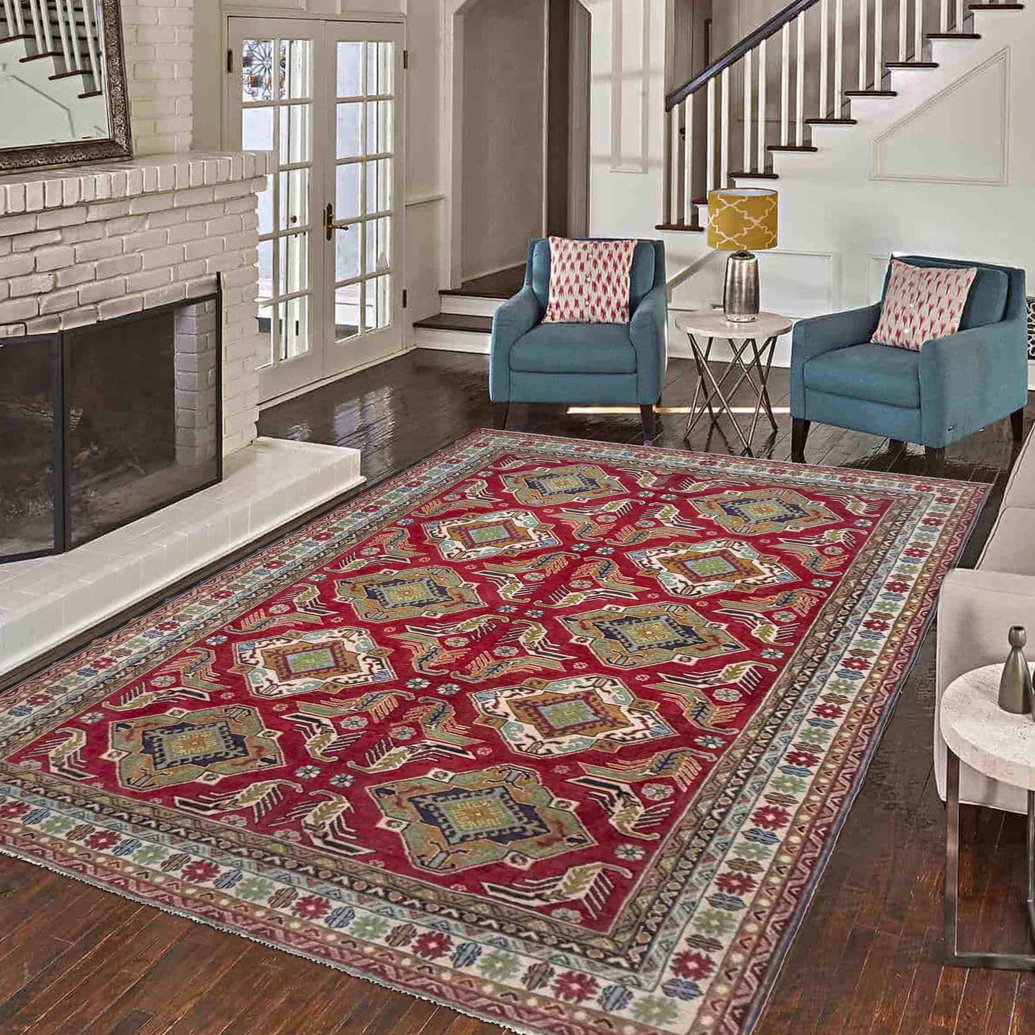 Red Color Kazak Rug 6' 4" x 9' 7" (ft) - No. R37473