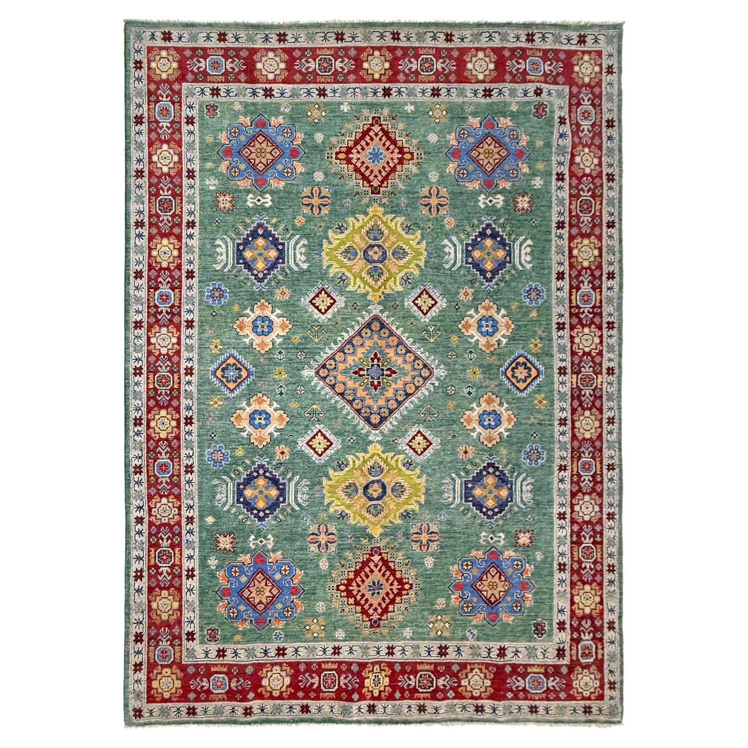 Green Color Kazak Rug 6' 9" x 10' 0" (ft) - No. R37475