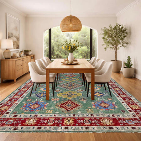 Green Color Kazak Rug 6' 9" x 10' 0" (ft) - No. R37475