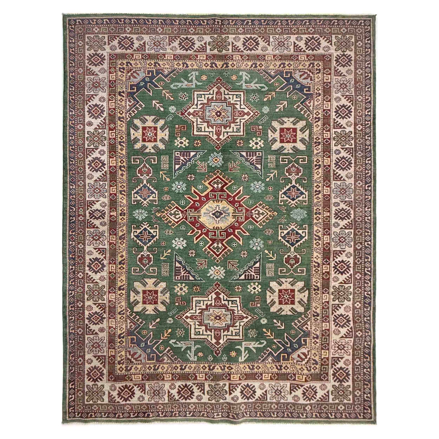 Hand Knotted Kazak Rug 6' 6" x 9' 9" (ft) - No. R37476