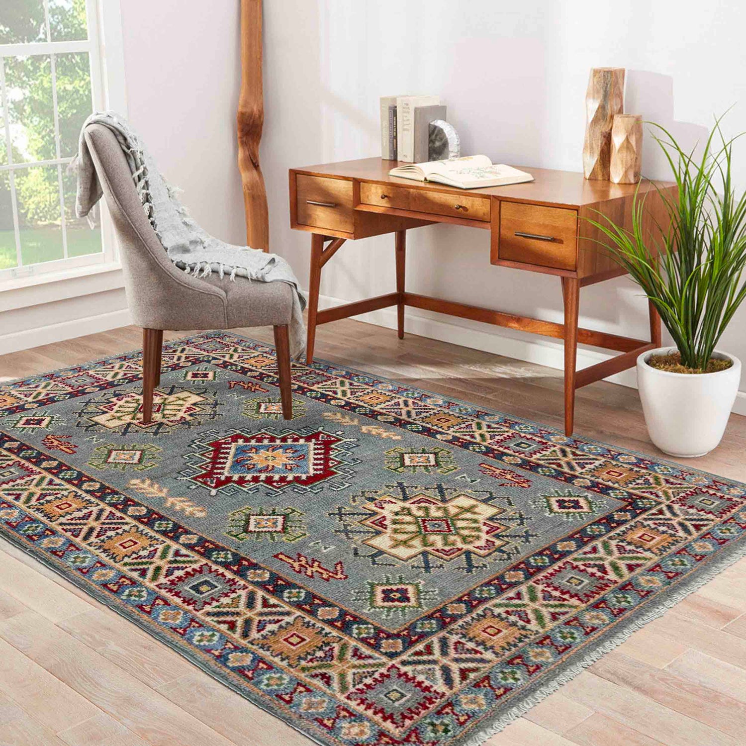 Oriental Kazak Rug 2' 7" x 3' 11" (ft) - No. R37488