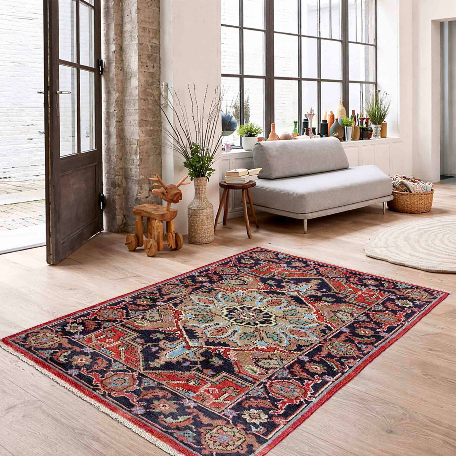 Handmade Persian Design Heriz Rug 2' 8" x 4' 2" (ft) - No. R37496