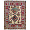 Ivory Color Kazak Rug 3' 4" x 4' 7" (ft)- No. R37505