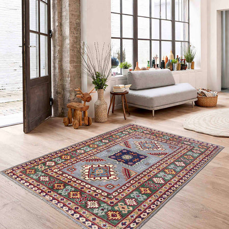 Blue Color Kazak Rug 3' 3" x 4' 10" (ft)- No. R37509