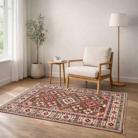 Brown Color Kazak Rug 3' 2" x 4' 11" (ft)- No. R37510