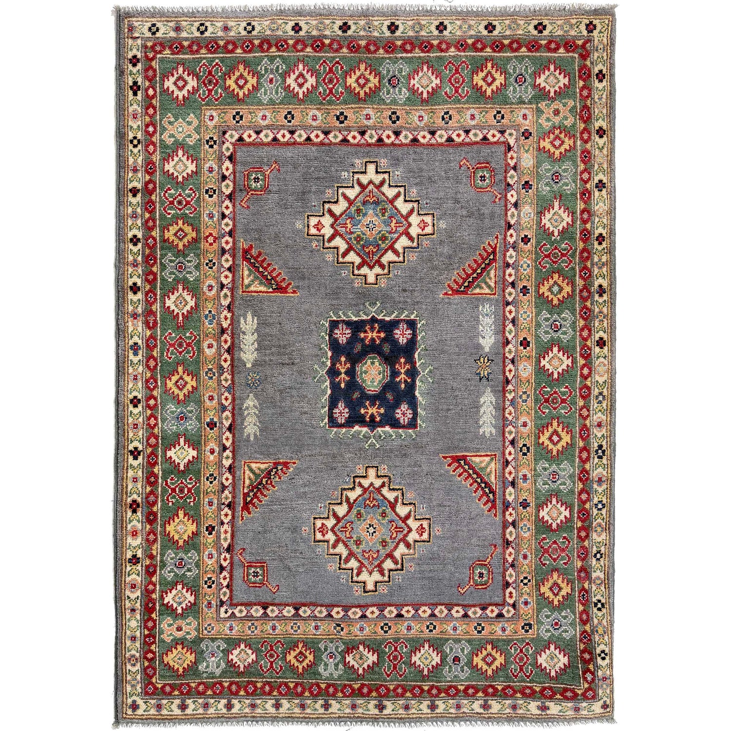 Hand Knotted Kazak Rug 3' 3" x 4' 11" (ft)- No. R37512