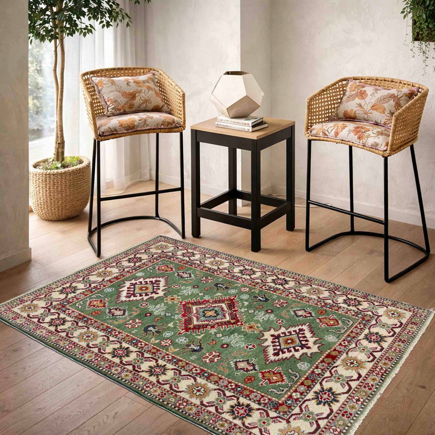 Oriental Kazak Rug 3' 3" x 4' 11" (ft)- No. R37513