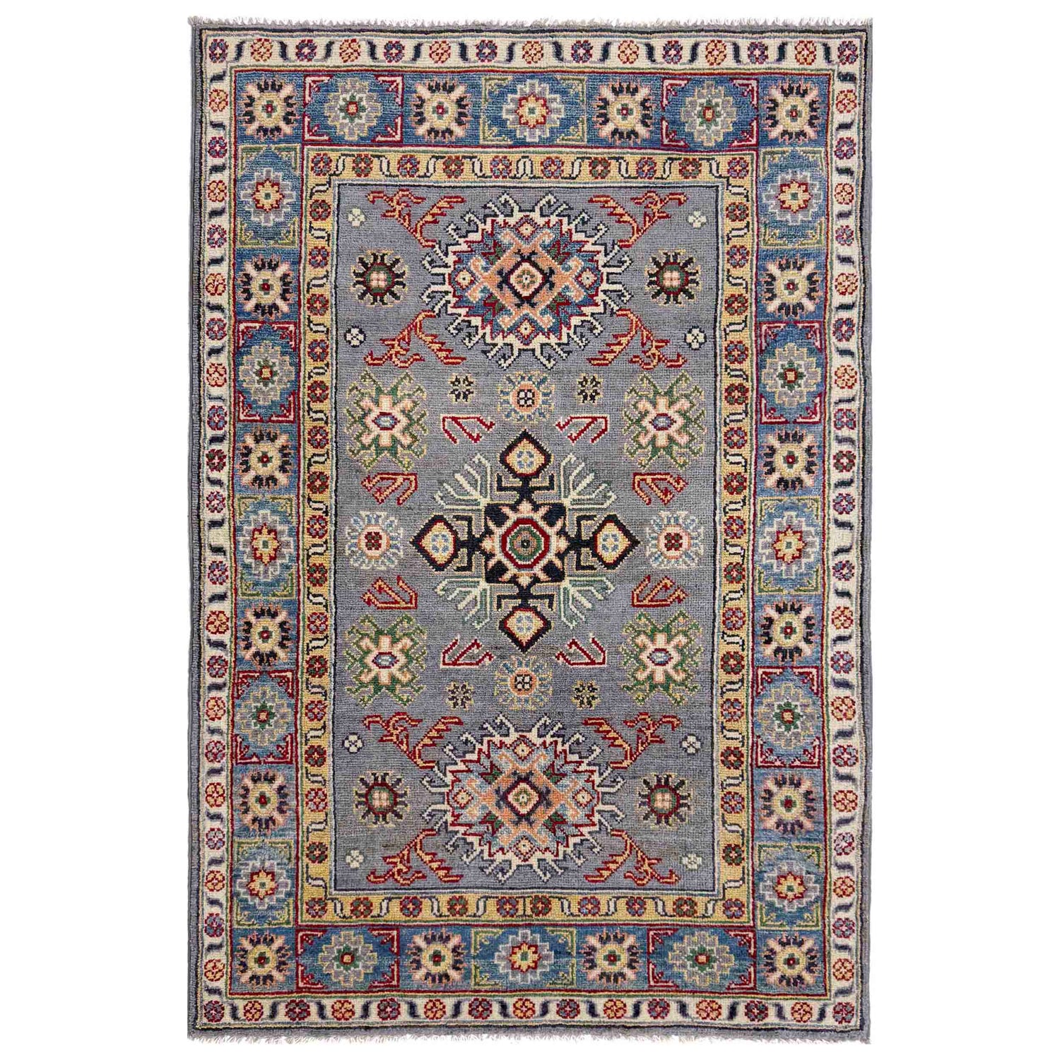 Hand Knotted Kazak Rug 3' 2" x 5' 0" (ft)- No. R37517