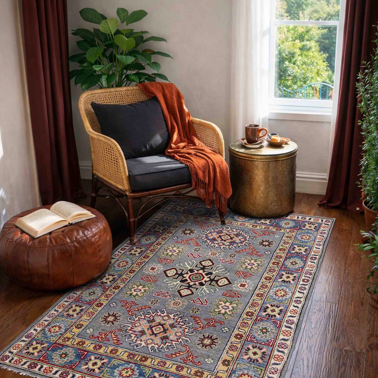 Hand Knotted Kazak Rug 3' 2" x 5' 0" (ft)- No. R37517