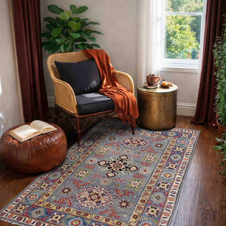 Hand Knotted Kazak Rug 3' 2" x 5' 0" (ft)- No. R37517