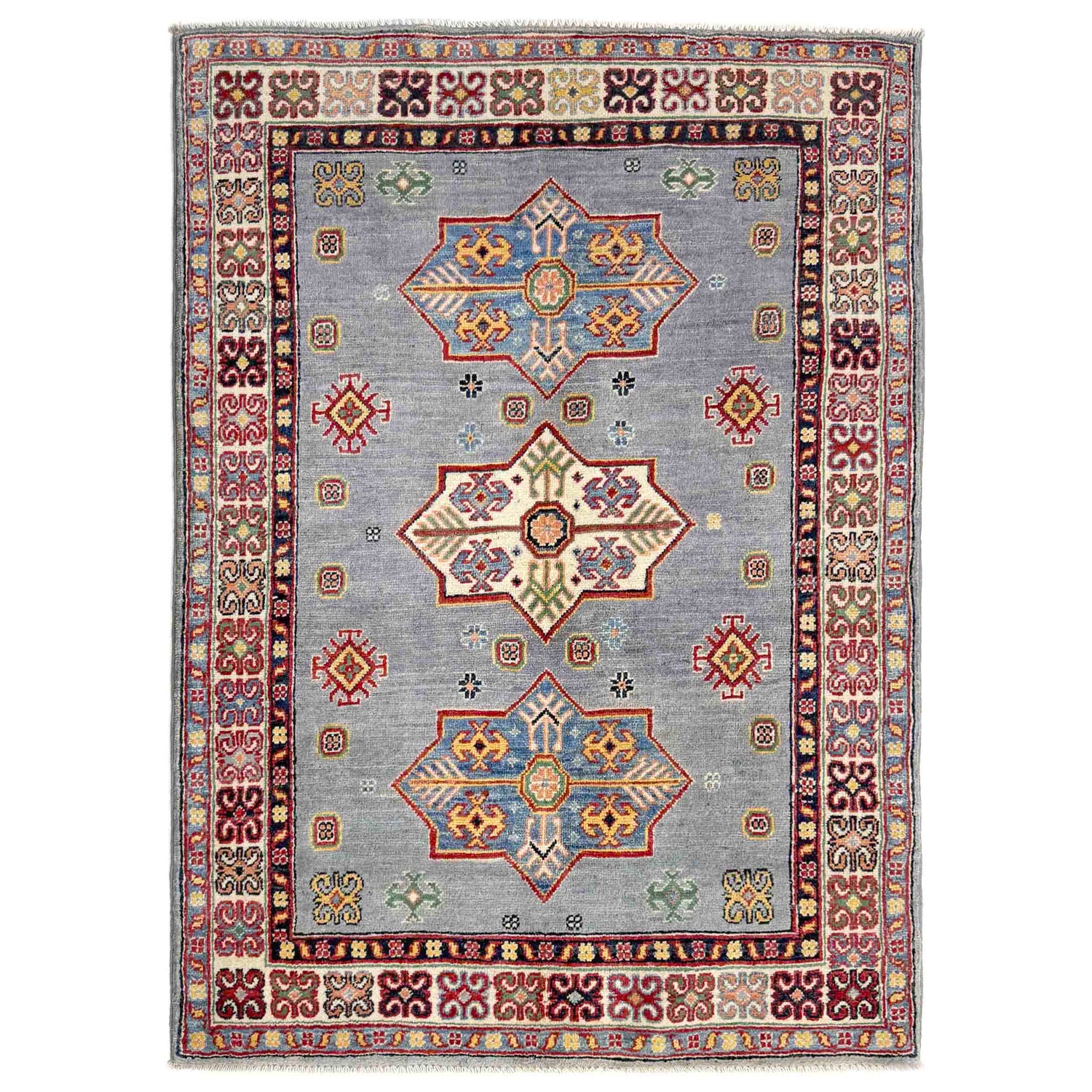 Hand Knotted Kazak Rug 3' 4" x 4' 11" (ft)- No. R37525