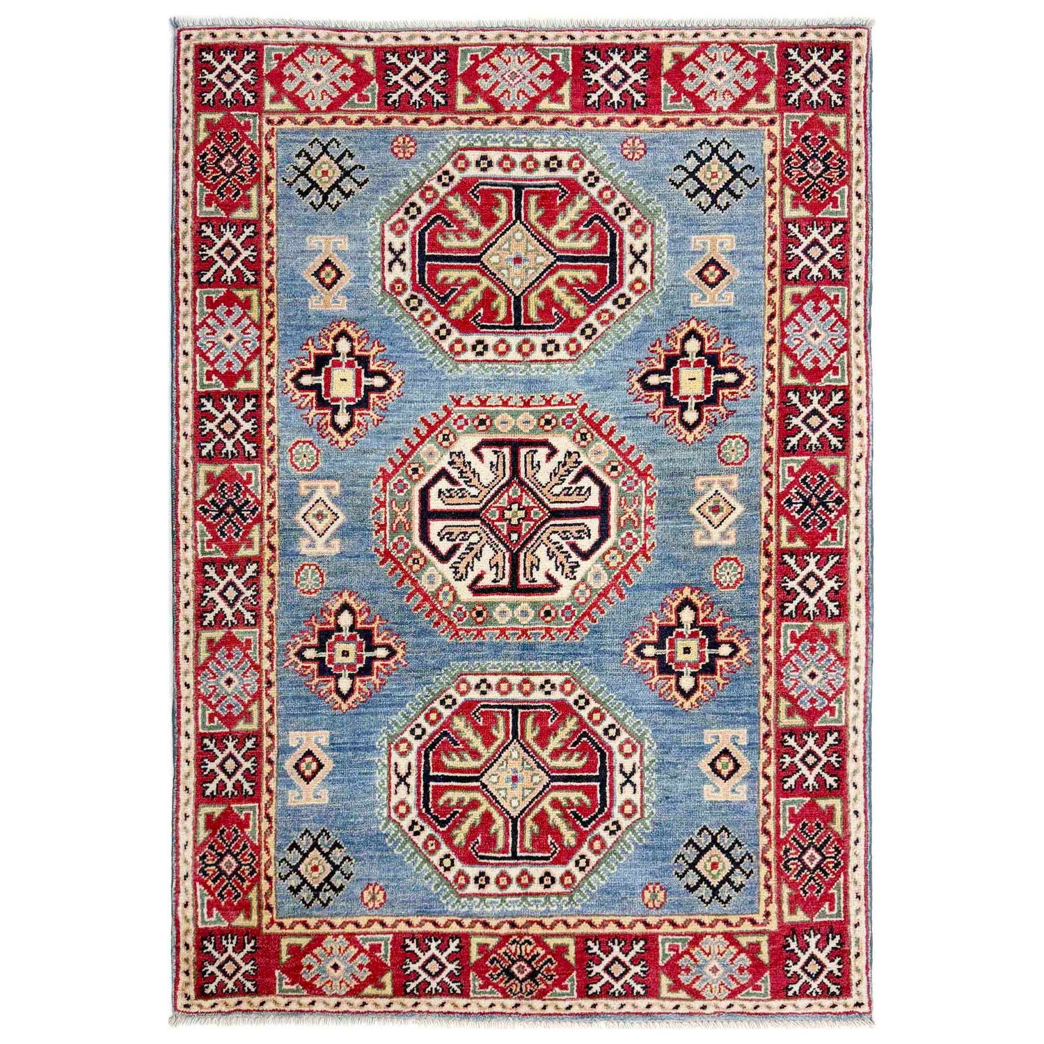 Blue Color Kazak Rug 3' 4" x 4' 10" (ft)- No. R37529