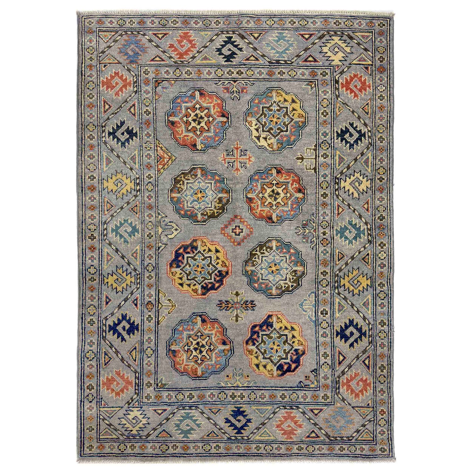 Handmade Grey Color Waziri Rug 3' 3" x 4' 11" (ft) - No. R37530