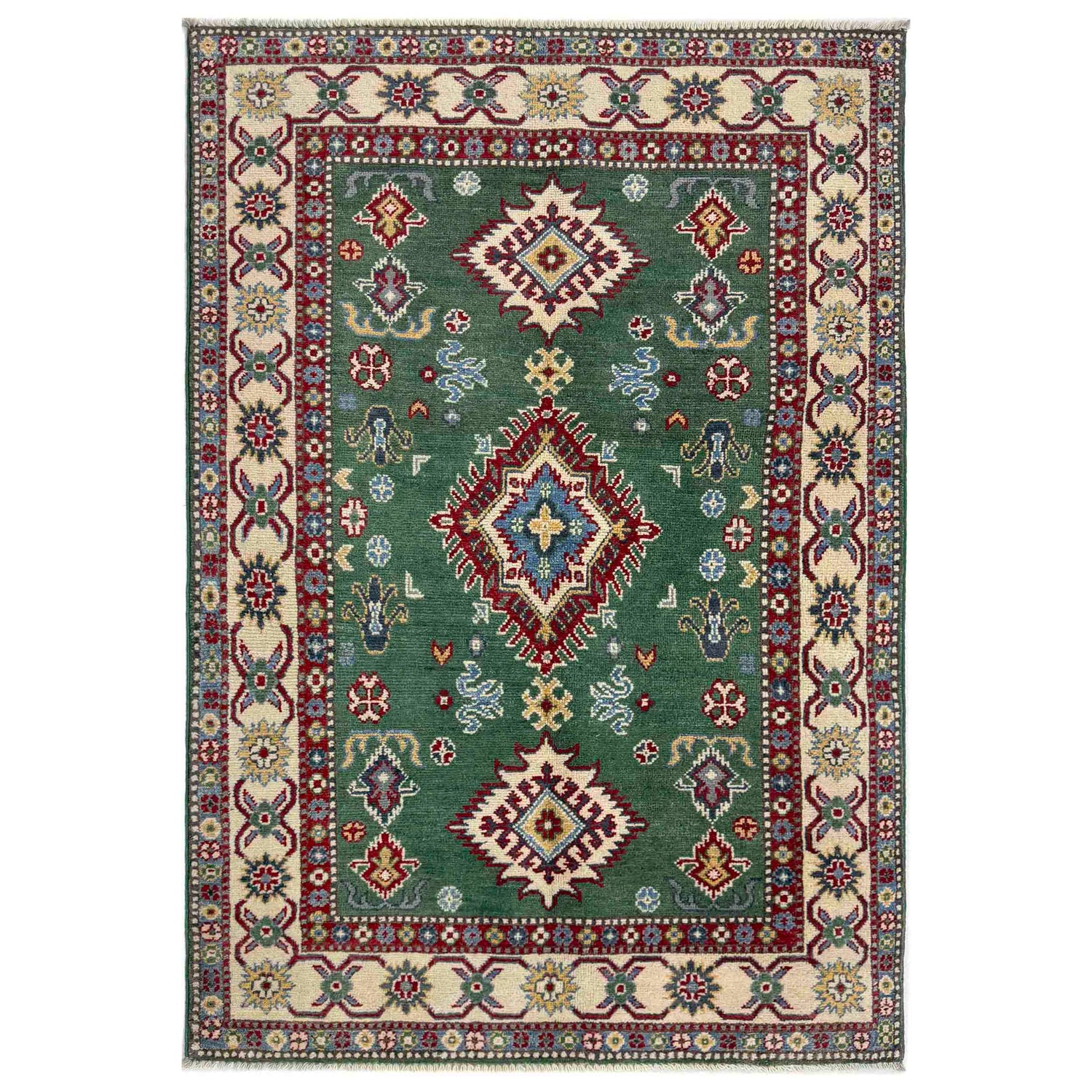 Green Color Kazak Rug 3' 3" x 5' 0" (ft)- No. R37532