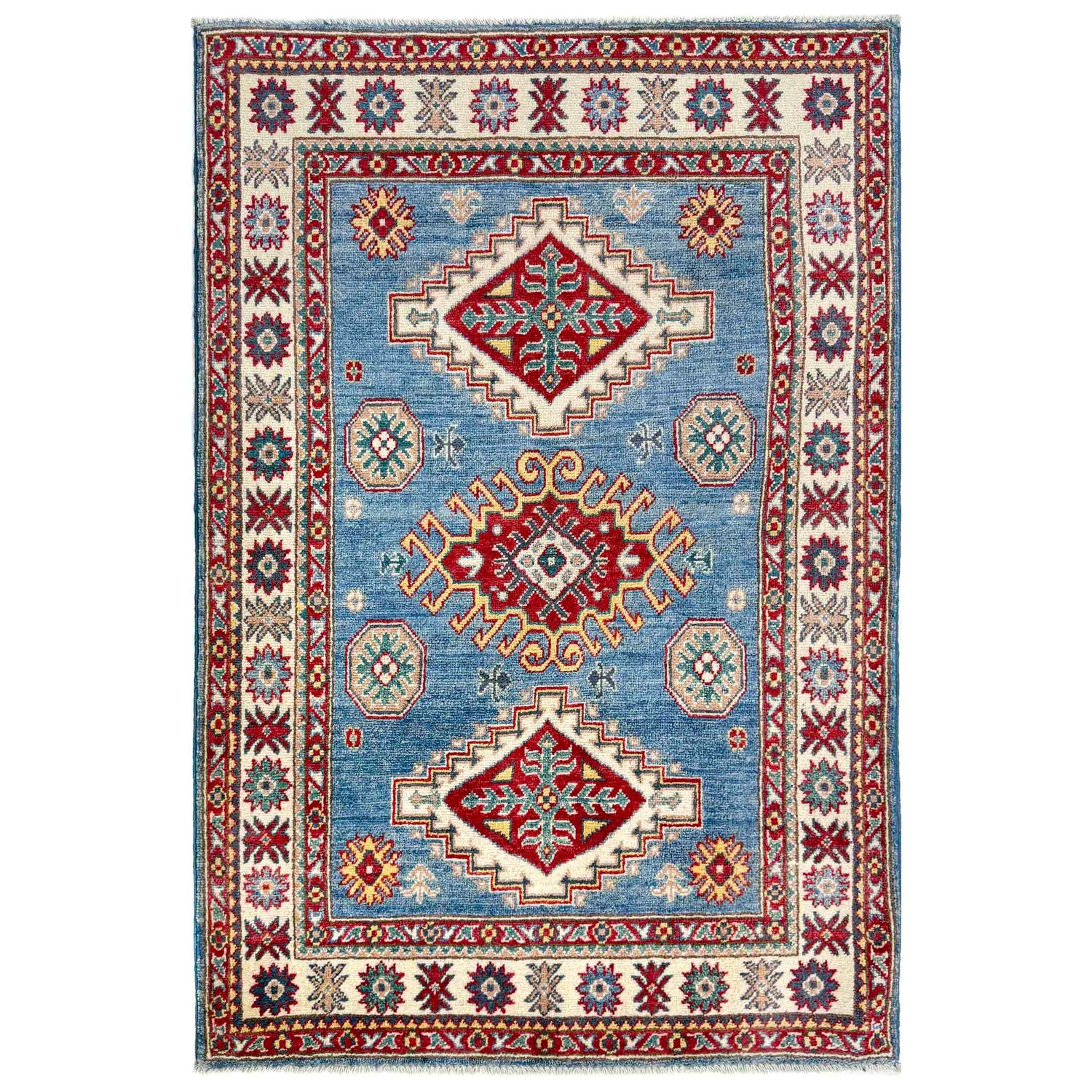 Hand Knotted Kazak Rug 3' 3" x 4' 11" (ft)- No. R37533