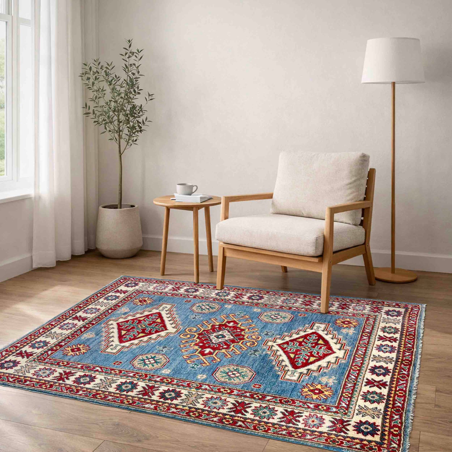 Hand Knotted Kazak Rug 3' 3" x 4' 11" (ft)- No. R37533