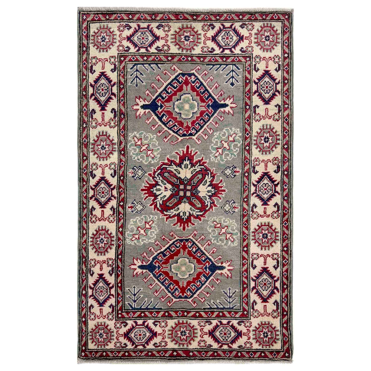 Grey Color Kazak Rug 2' 7" x 4' 4" (ft) - No. R37541