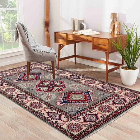 Grey Color Kazak Rug 2' 7" x 4' 4" (ft) - No. R37541