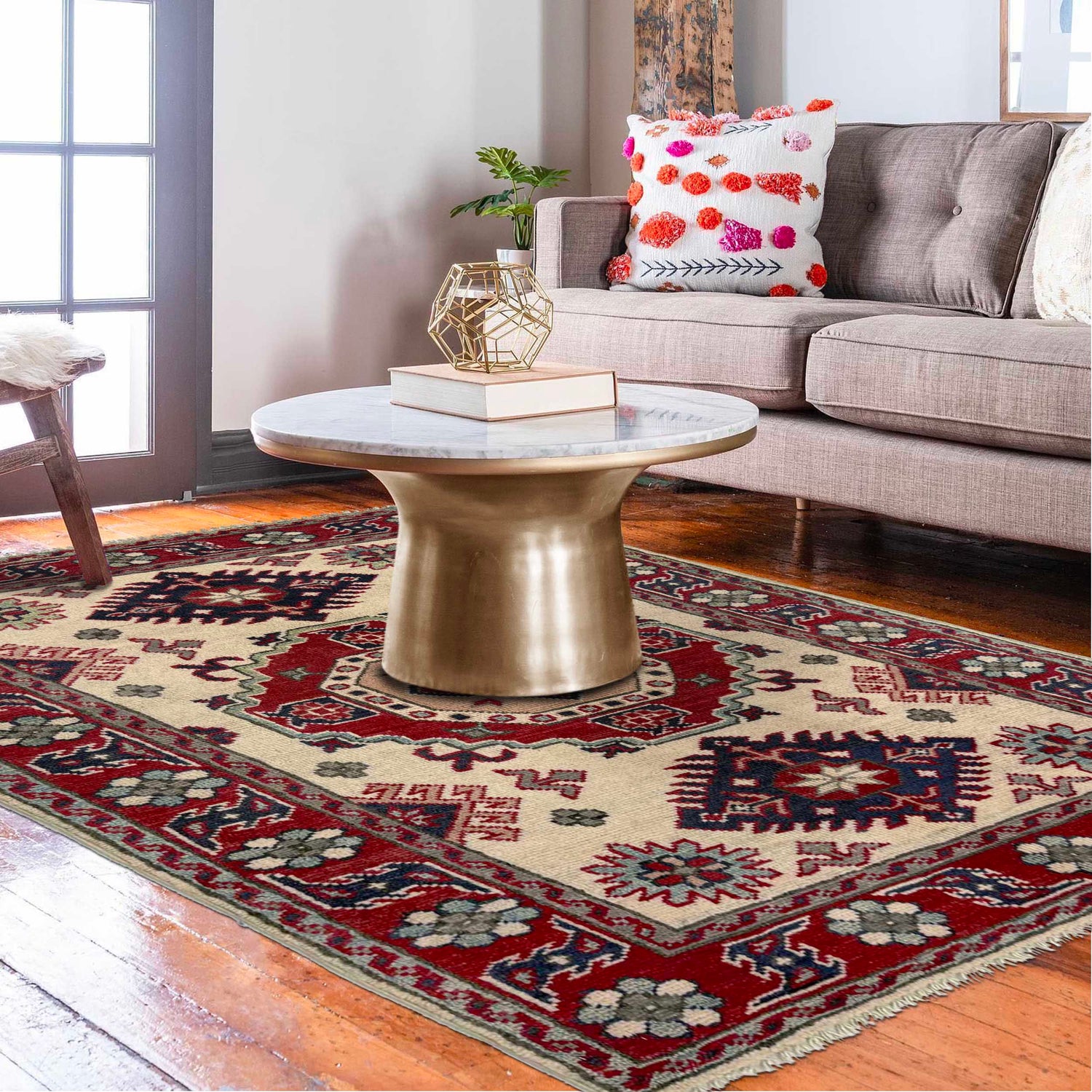 Hand Knotted Kazak Rug 2' 9" x 3' 11" (ft) - No. R37552