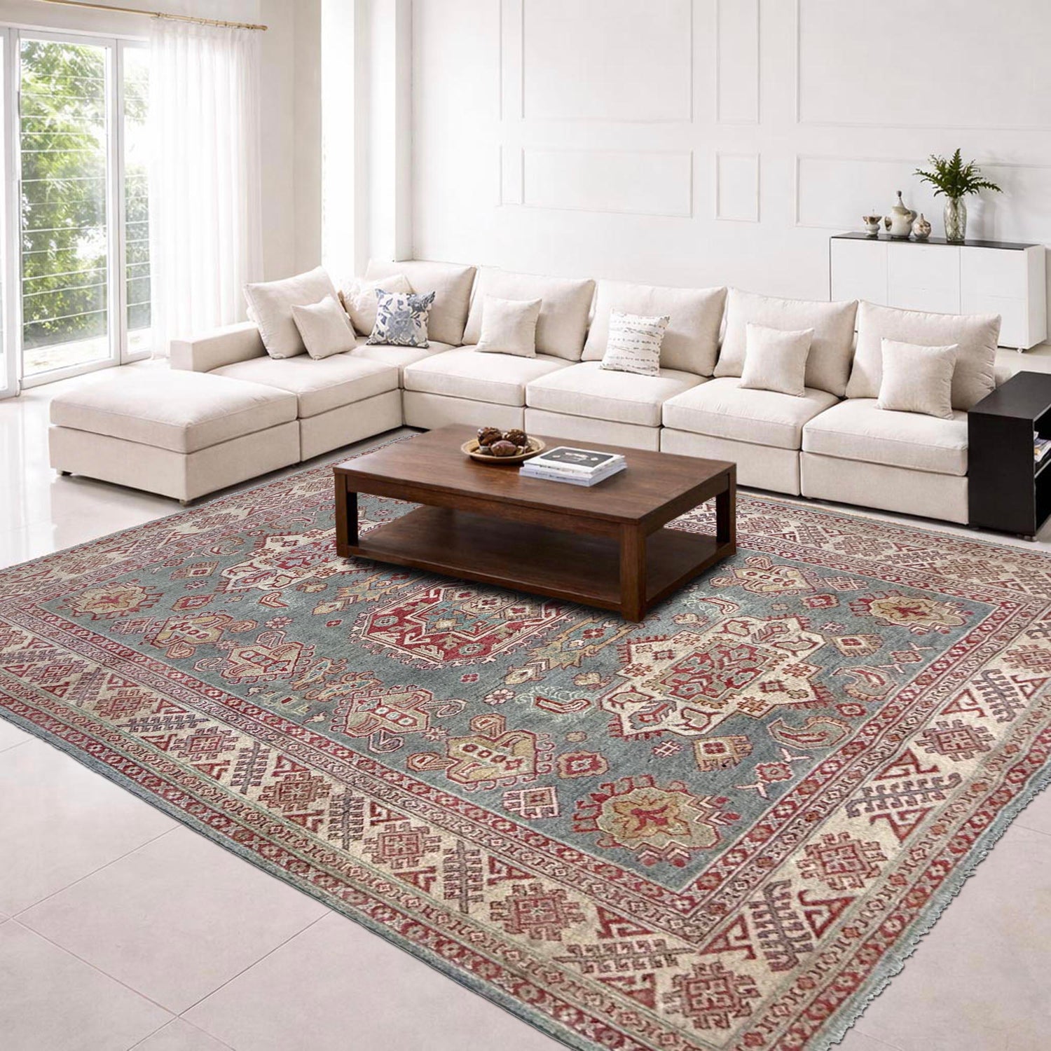 Hand Knotted Kazak Rug 6' 1" x 8' 9" (ft) - No. R37571
