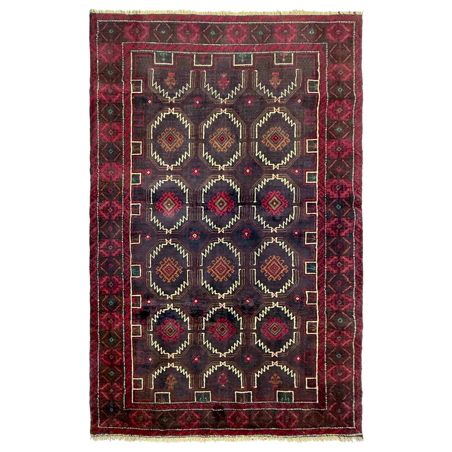 Hand Knotted Baluchi Rug 3' 10" x 6' 4" (ft) - No. R37605
