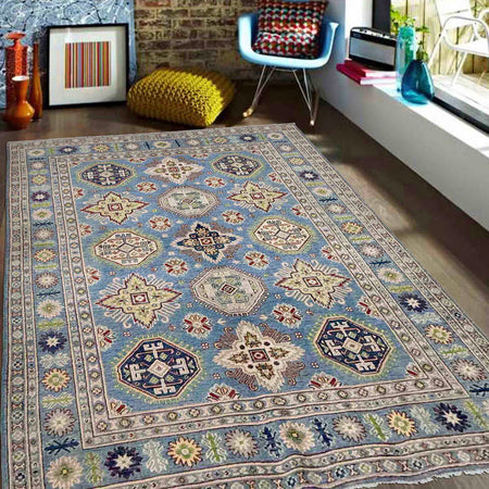 Hand Knotted Kazak Rug 4' 8" x 6' 11" (ft) - No. R37613