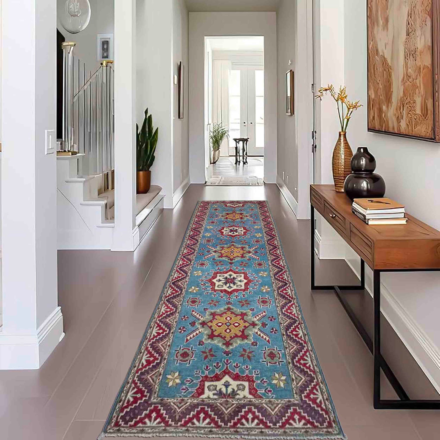 Hand Knotted Kazak Runner 3' 1" x 9' 6" (ft) - No. R37618
