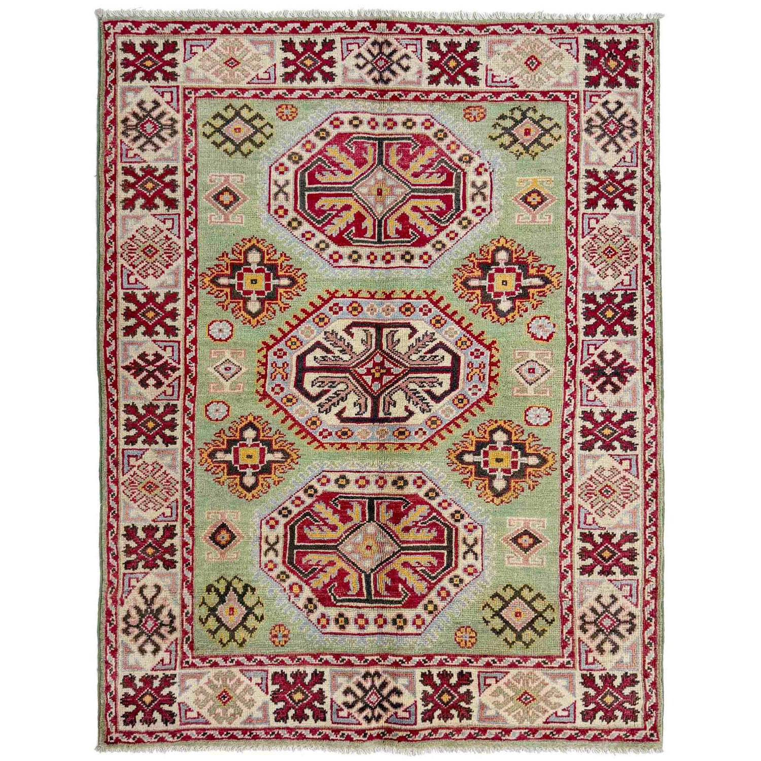 Hand Knotted Kazak Rug 3' 6" x 4' 9" (ft)- No. R37620