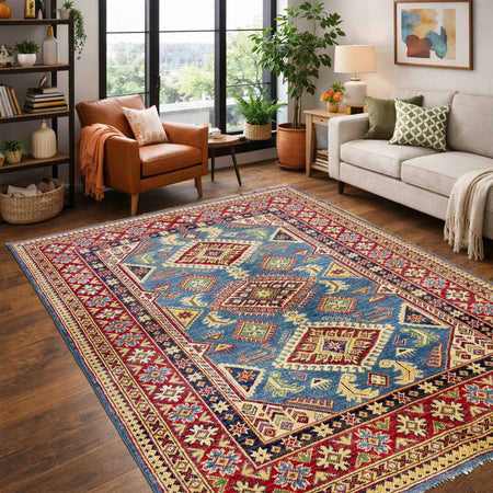 Blue Color Kazak Rug 4' 2" x 5' 11" (ft) - No. R37621