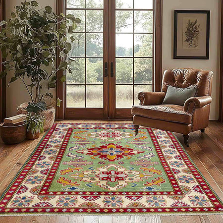 Oriental Kazak Rug 3' 10" x 5' 8" (ft) - No. R37623