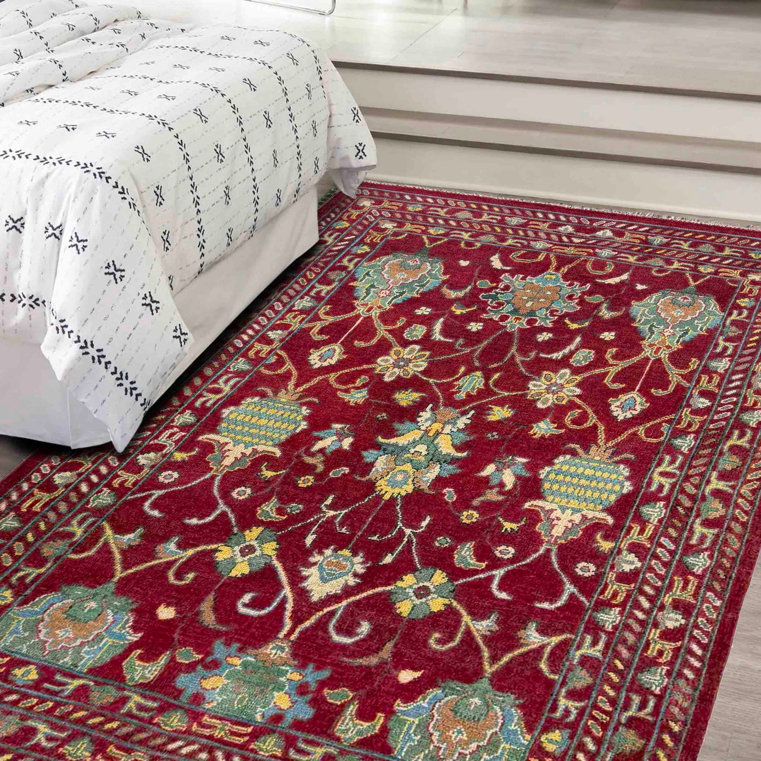 Red Color Sultani Carpet 4' 1" x 6' 2" (ft) - No. R37624