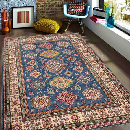 Blue Color Kazak Rug 5' 0" x 7' 5" (ft) - No. R37627