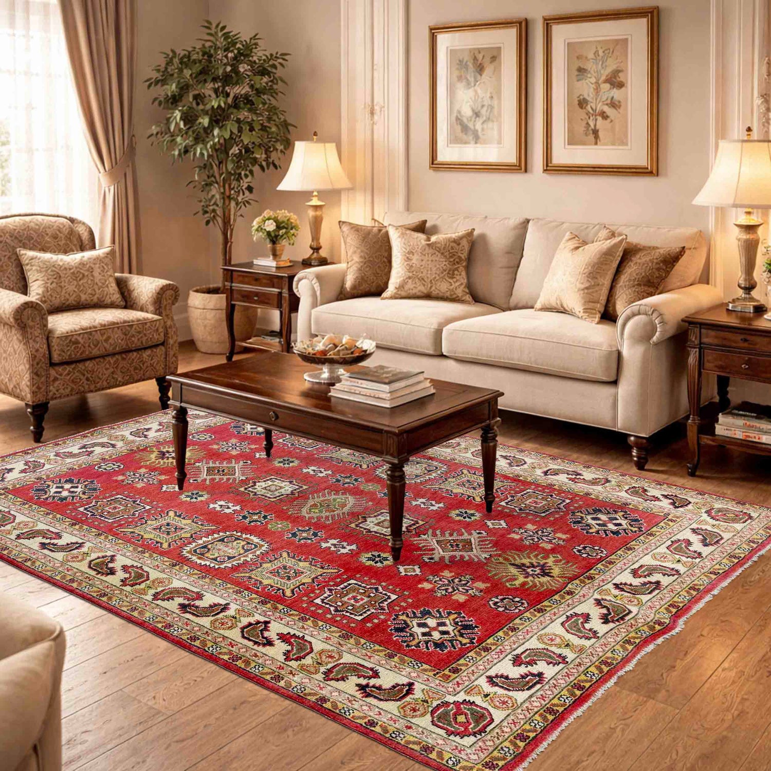 Oriental Kazak Rug 4' 11" x 6' 4" (ft) - No. R37629