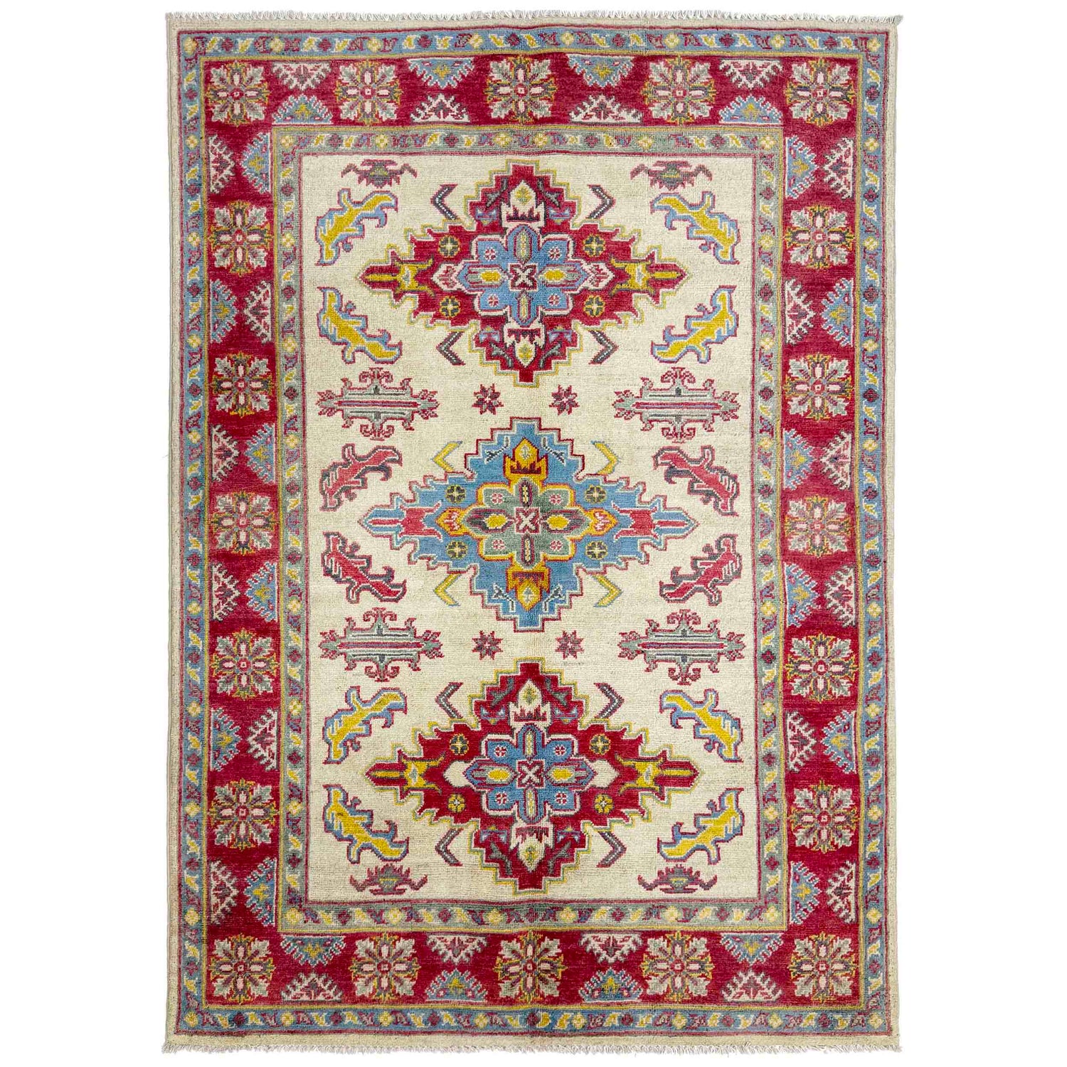 Hand Knotted Kazak Rug 4' 0" x 5' 8" (ft) - No. R37635
