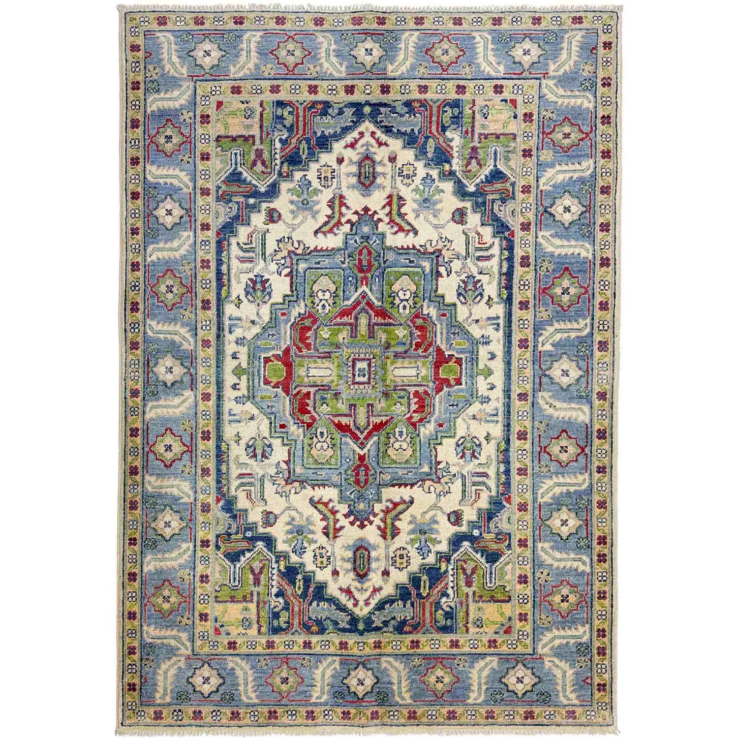 Hand Knotted Persian Design Heriz Rug 3' 11" x 5' 11" (ft) - No. R37637