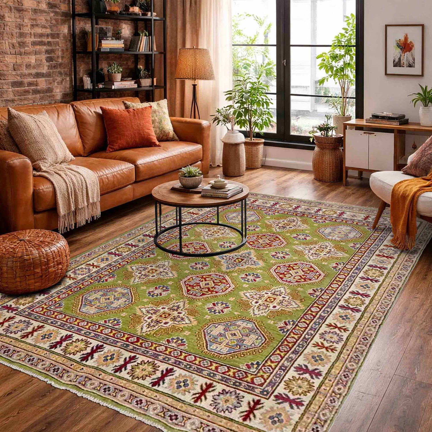 Green Color Kazak Rug 5' 1" x 6' 10" (ft) - No. R37639