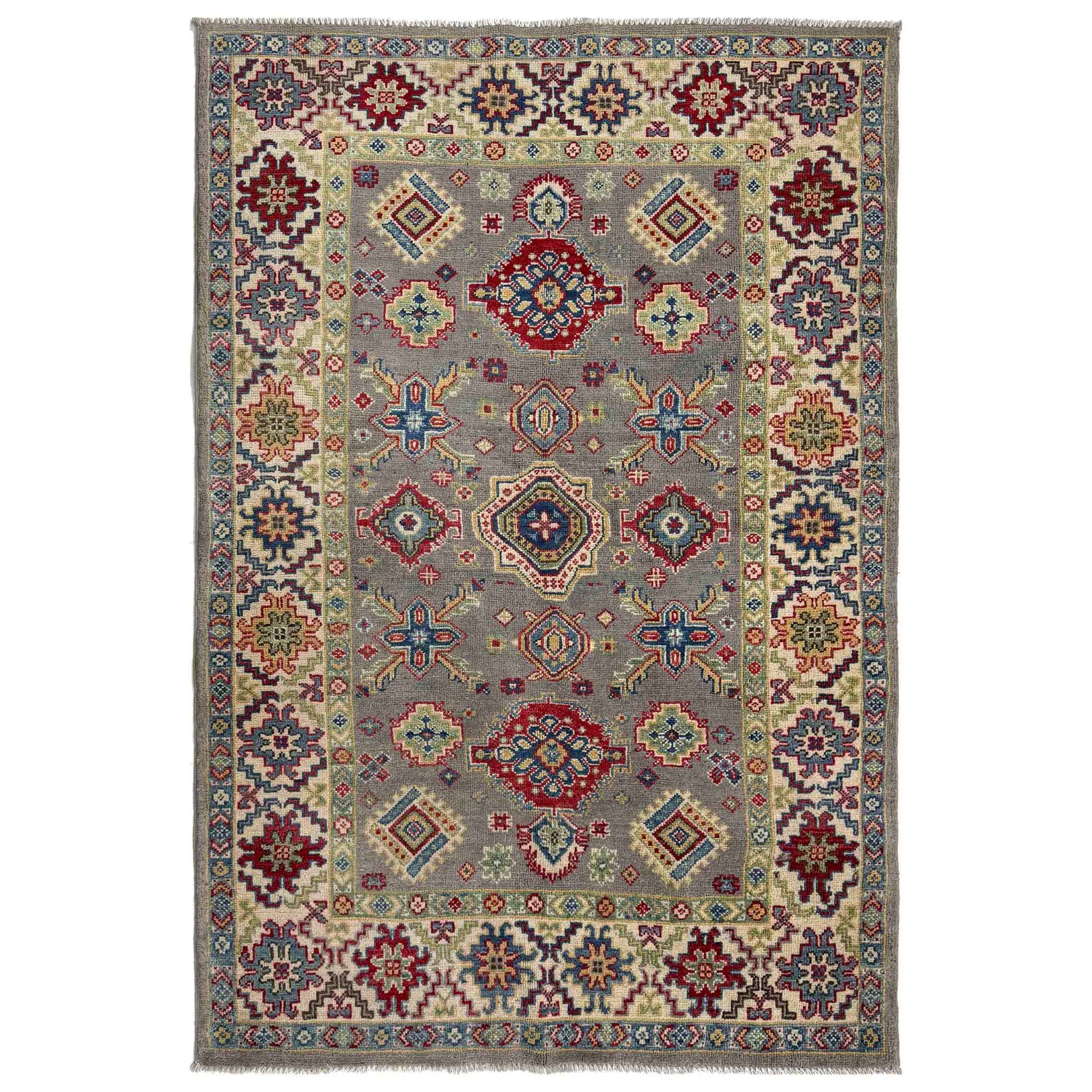 Grey Color Kazak Rug 3' 11" x 5' 10" (ft) - No. R37652