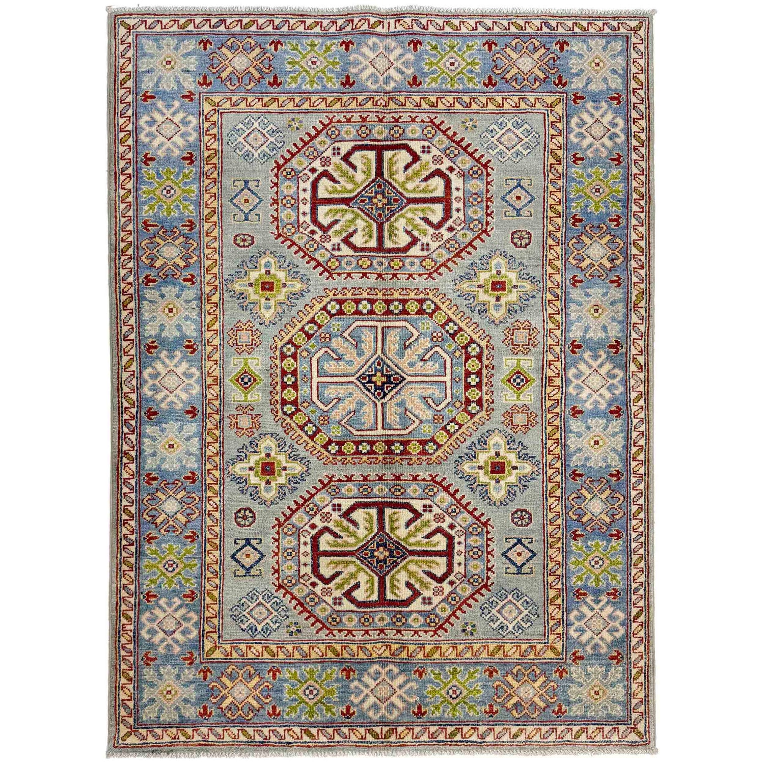 Grey Color Kazak Rug 3' 11" x 5' 8" (ft) - No. R37654