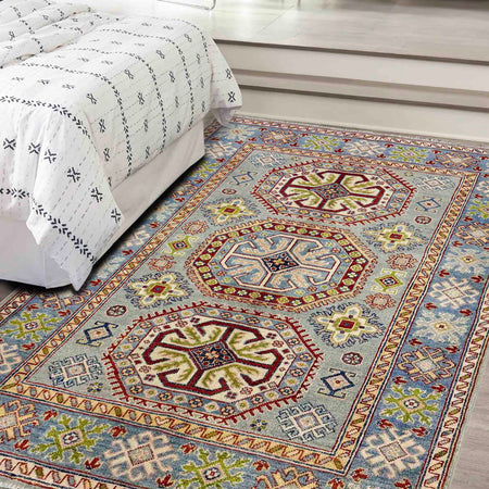 Grey Color Kazak Rug 3' 11" x 5' 8" (ft) - No. R37654