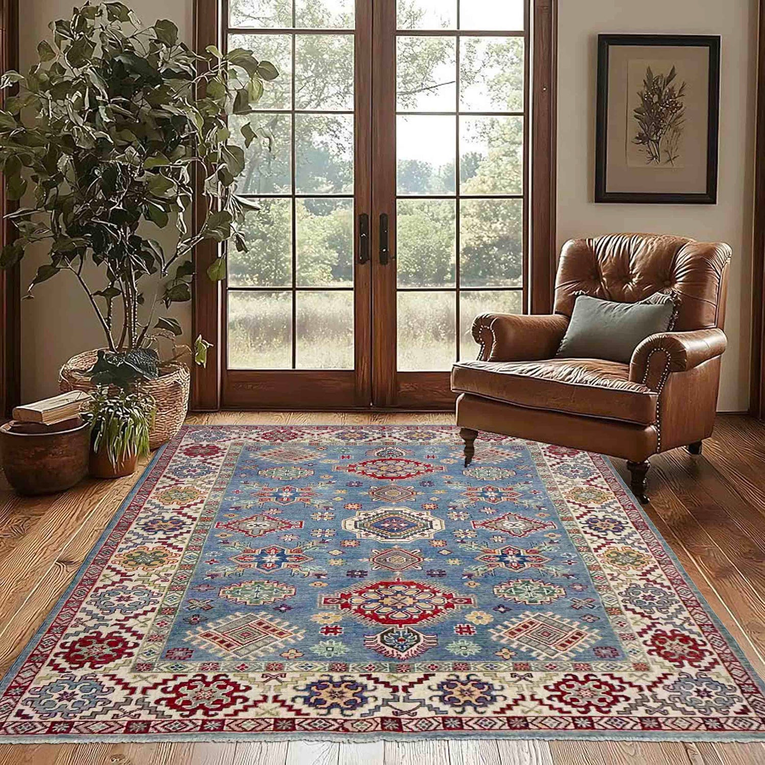 Hand Knotted Kazak Rug 5' 5" x 7' 10" (ft) - No. R37656