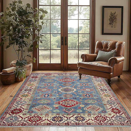 Hand Knotted Kazak Rug 5' 5" x 7' 10" (ft) - No. R37656