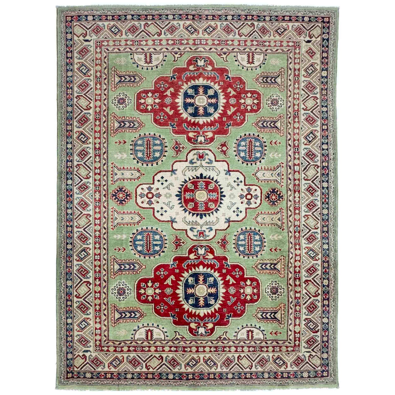 Green Color Kazak Rug 5' 8" x 8' 1" (ft) - No. R37658