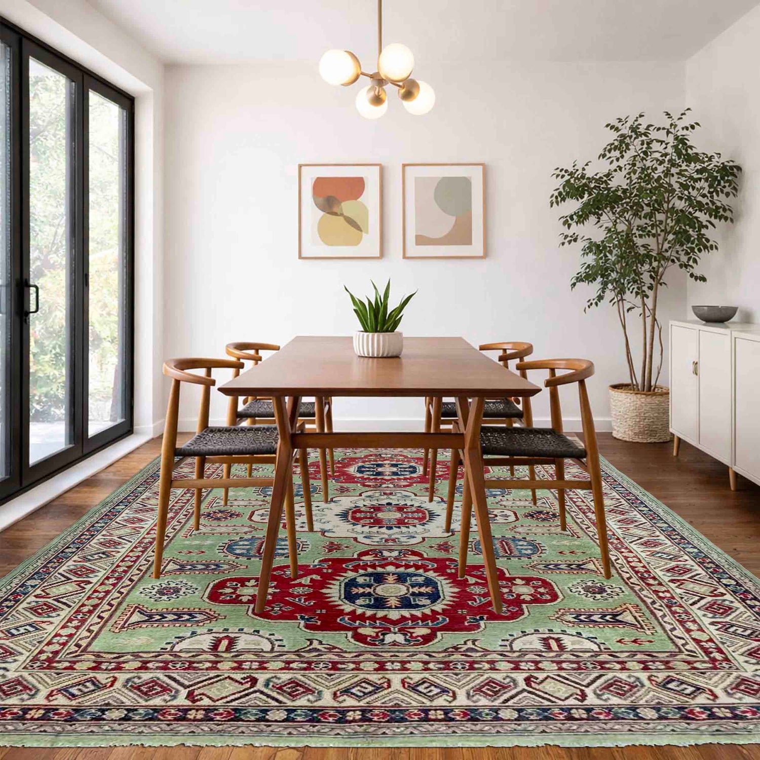 Green Color Kazak Rug 5' 8" x 8' 1" (ft) - No. R37658