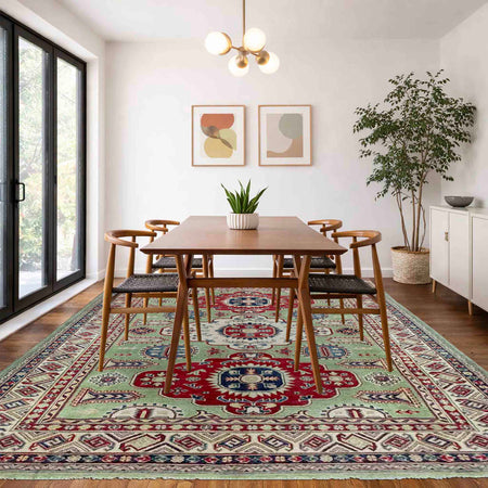 Green Color Kazak Rug 5' 8" x 8' 1" (ft) - No. R37658