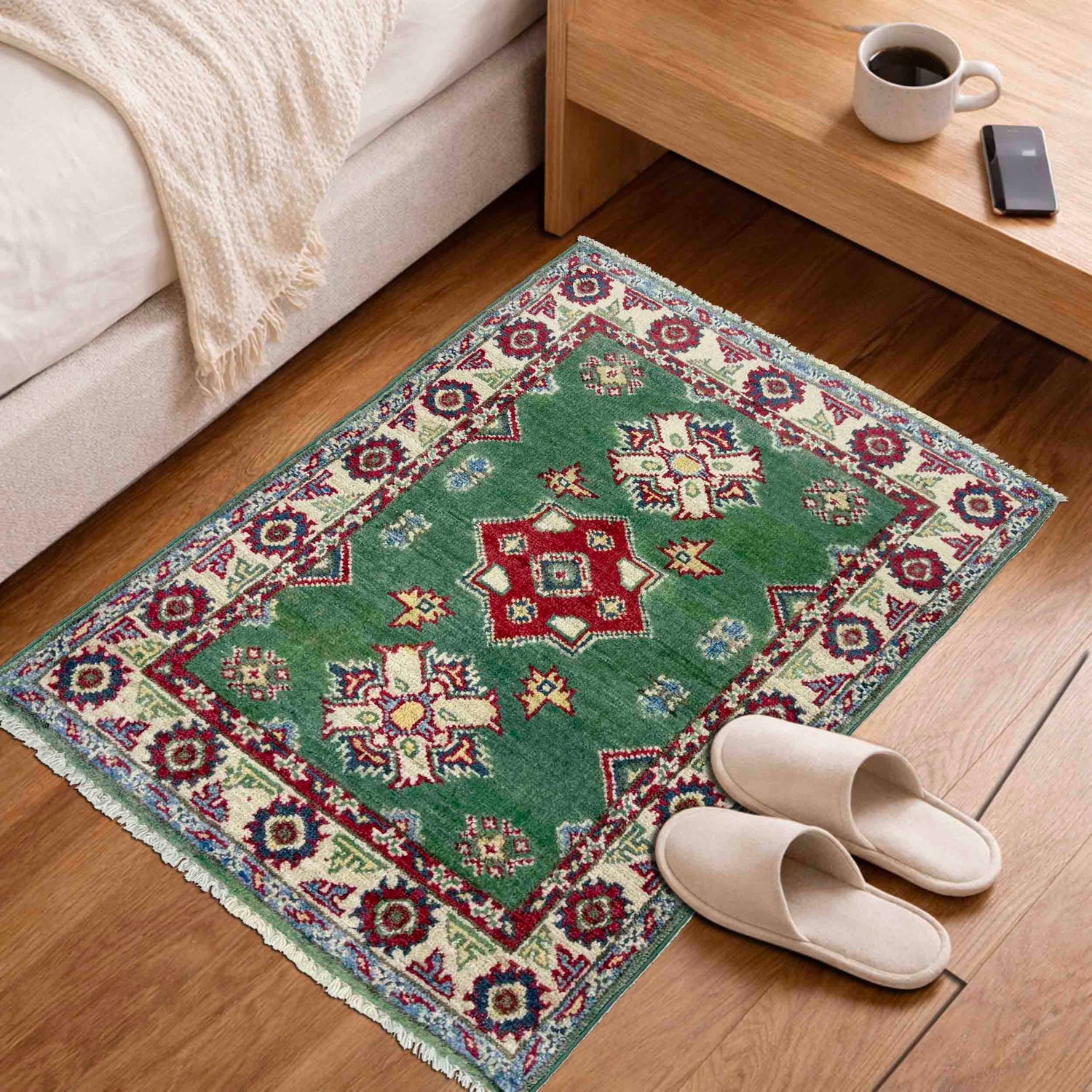 Green Color Kazak Rug 2' 0" x 2' 11" (ft) - No. R37673