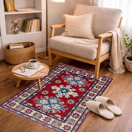 Red Color Kazak Rug 1' 11" x 2' 11" (ft) - No. R37674