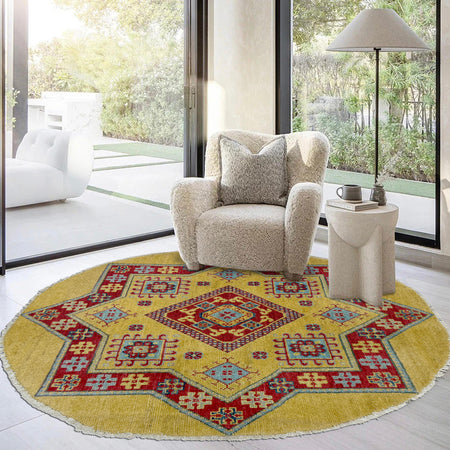 Handmade Kazak Round Carpet 3' 2" x 3' 3" (ft) - No. R37678