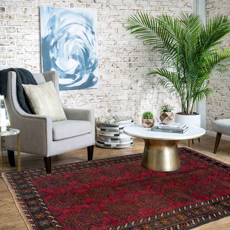 Red Color Baluchi Rug 2' 10" x 4' 4" (ft) - No. R37680