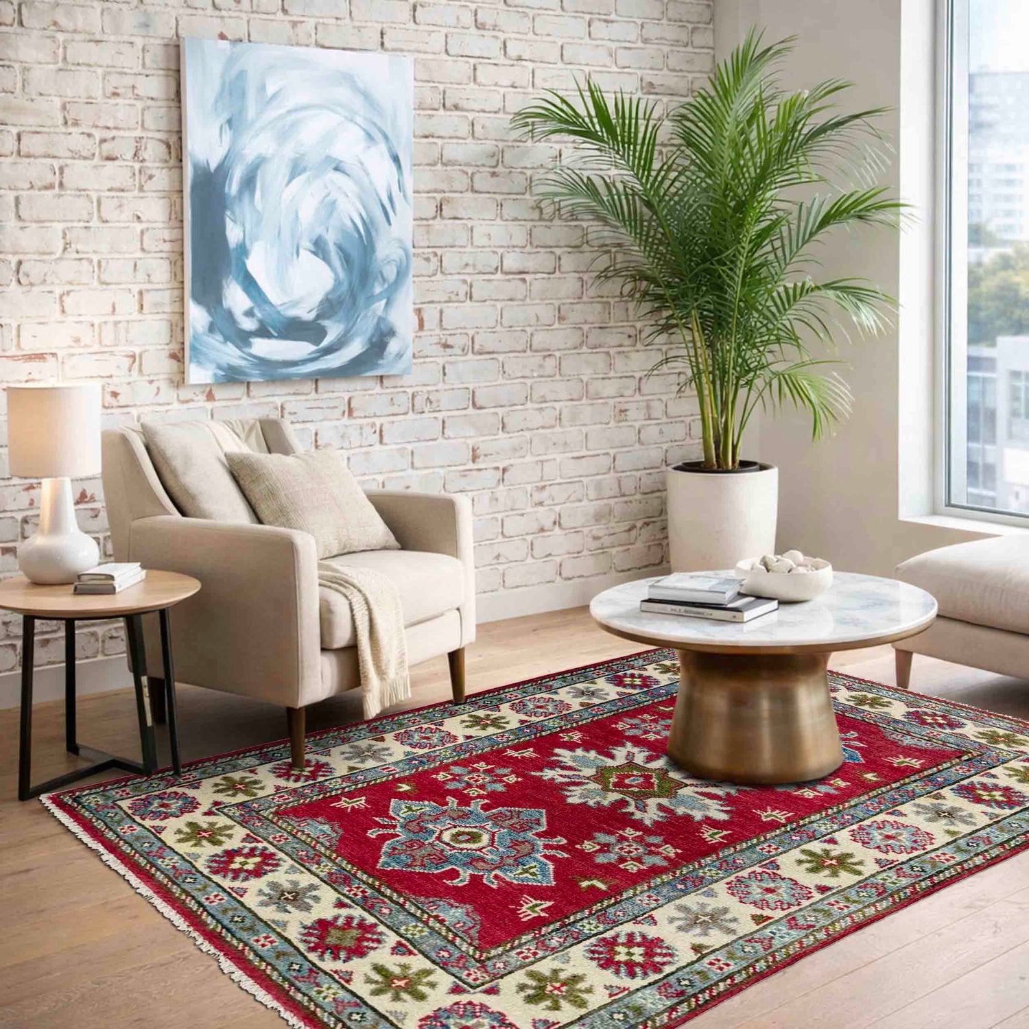 Red Color Kazak Rug 2' 7" x 4' 1" (ft) - No. R37712